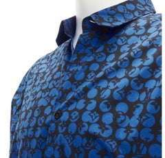 LOUIS VUITTON Virgil Abloh black blue polka dot LV monogram oversized shirt L