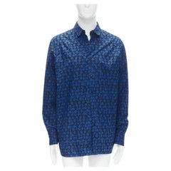 LOUIS VUITTON Virgil Abloh black blue polka dot LV monogram oversized shirt L