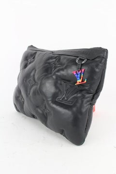 Louis Vuitton Virgil Abloh Black Quilted Leather Puffer A4 Pochette Pouch 1lv917