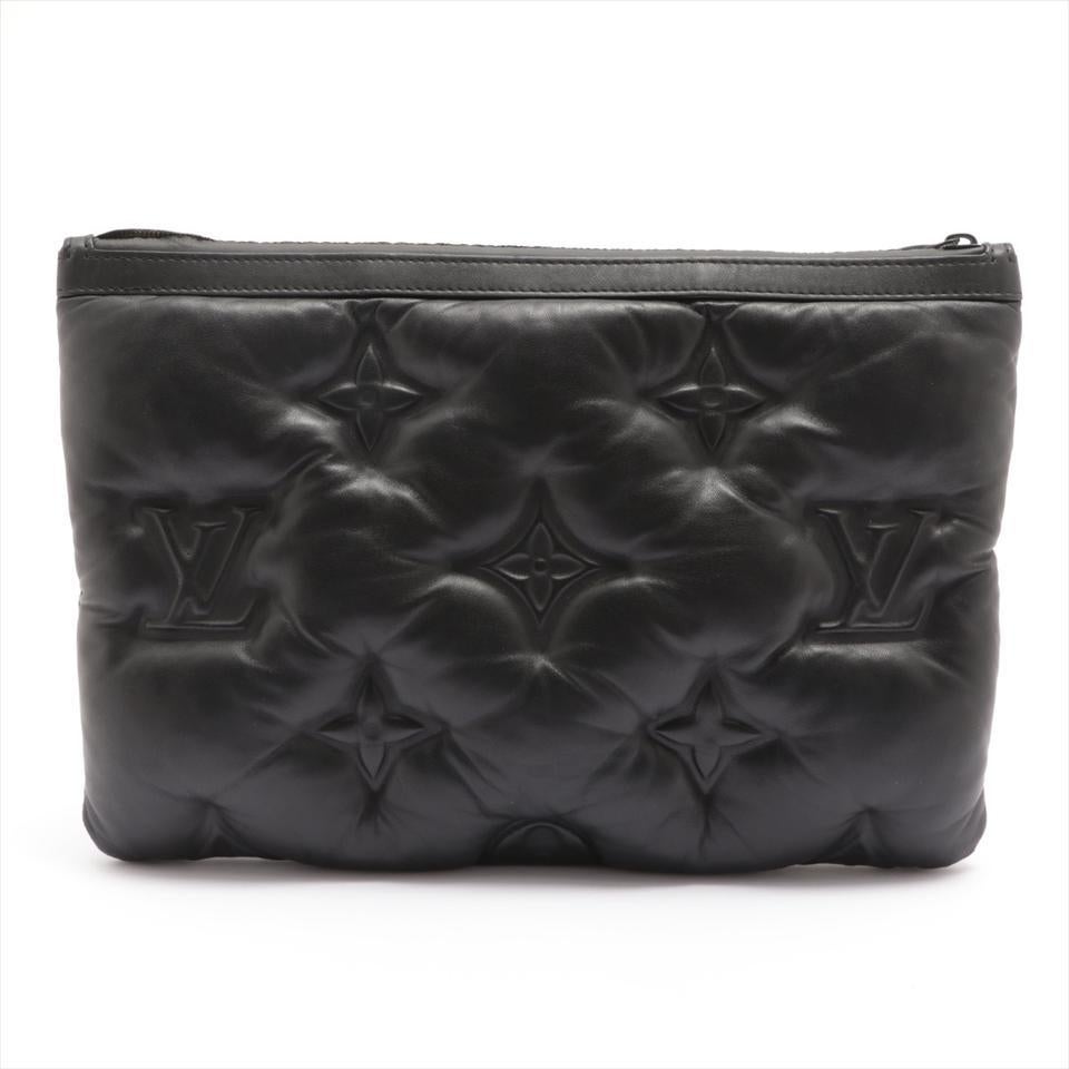 Louis Vuitton Virgil Abloh Black Quilted Leather Puffer A4 Pochette Pouch 1lv917 3