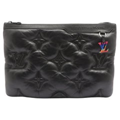 Louis Vuitton Virgil Abloh Black Quilted Leather Puffer A4 Pochette Pouch 1lv917