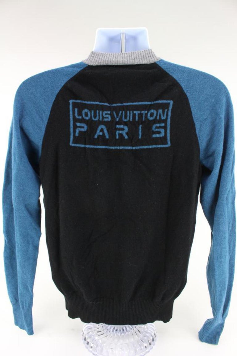 Louis Vuitton VIrgil Abloh Black x Blue Long Sleeve Sweater Shirt 3lz526s  For Sale at 1stDibs
