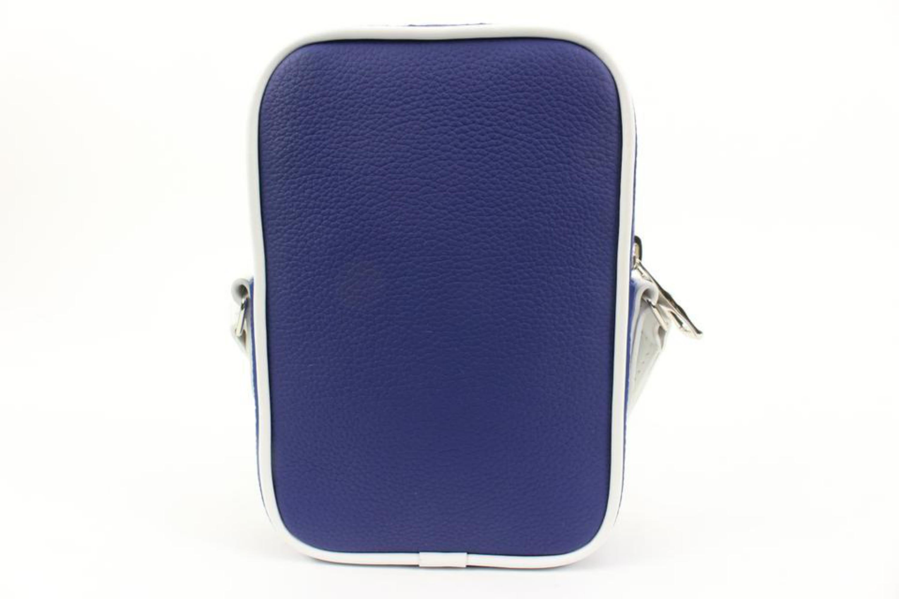 Women's Louis Vuitton Virgil Abloh Blue Leather Danube PPM Crossbody Bag 45lk37s