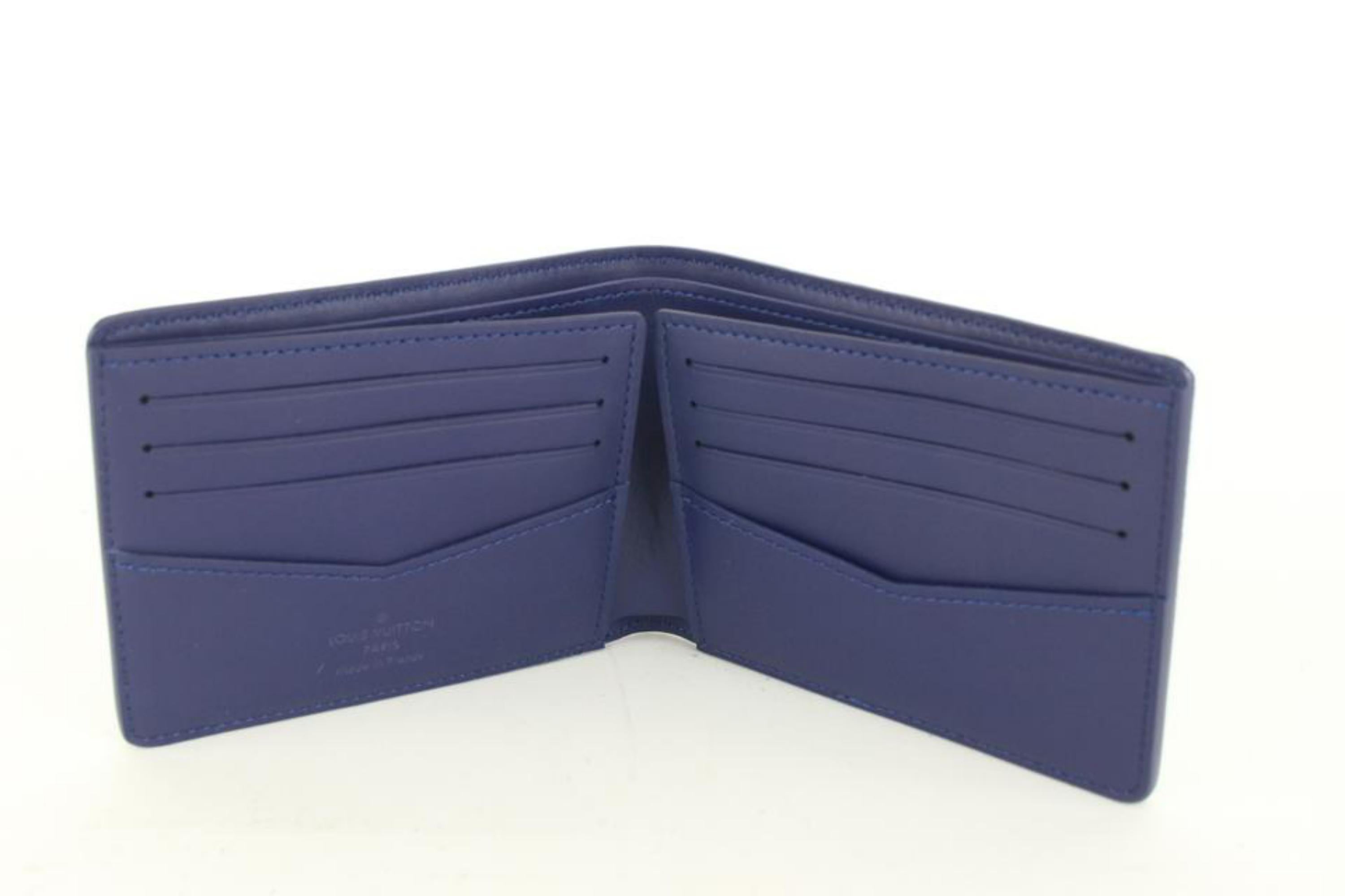 Louis Vuitton - Portefeuille mince Bandana bleu Virgil Abloh avec monogramme 76lk67s en vente 5