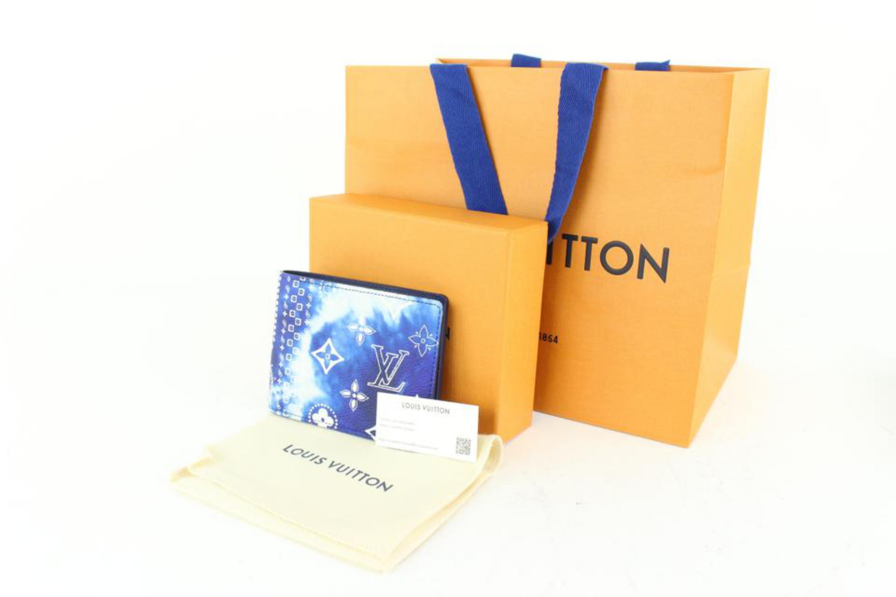 Louis Vuitton Virgil Abloh Blue Monogram Bandana Slender Wallet 76lk67s For Sale 5