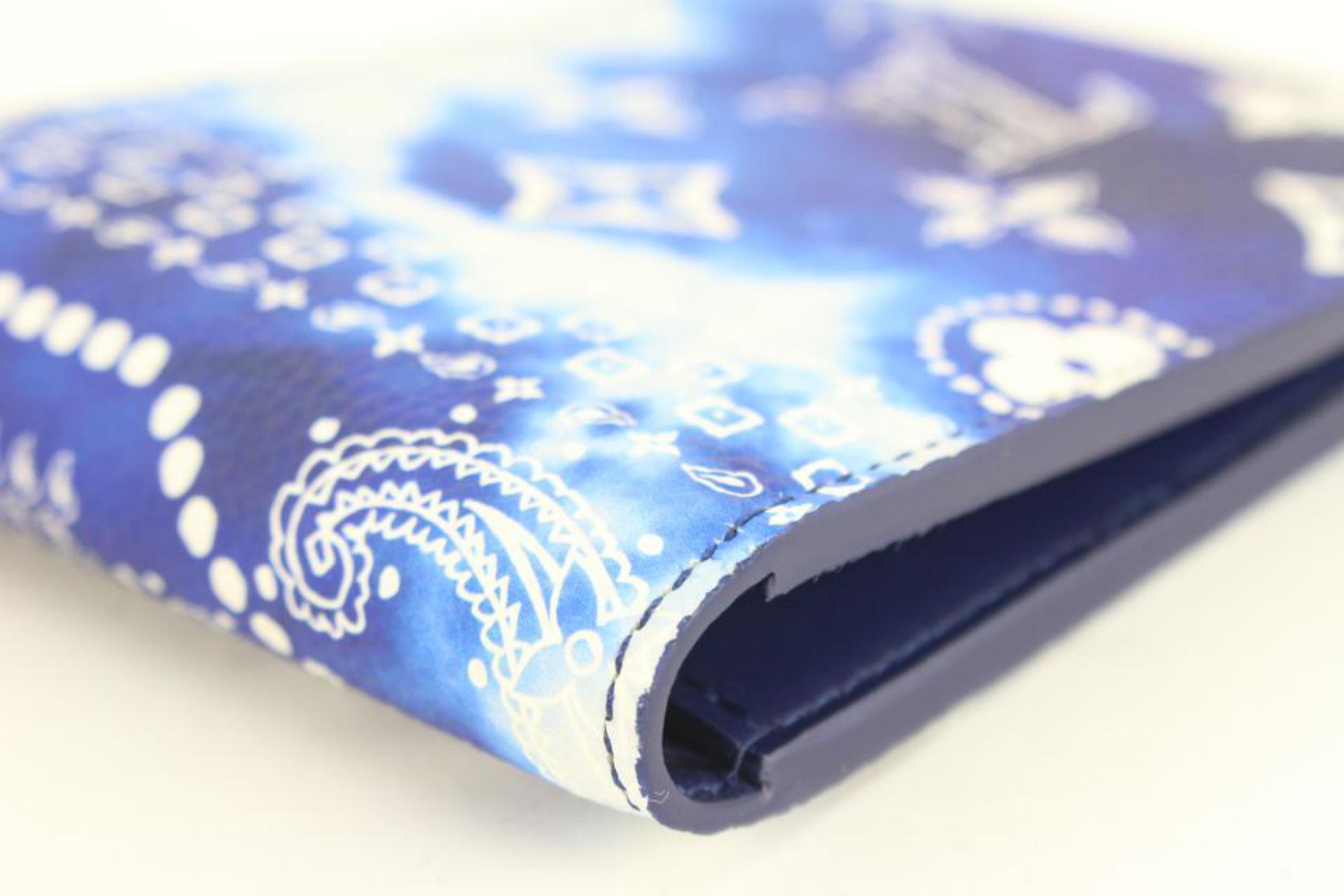Women's Louis Vuitton Virgil Abloh Blue Monogram Bandana Slender Wallet 76lk67s For Sale