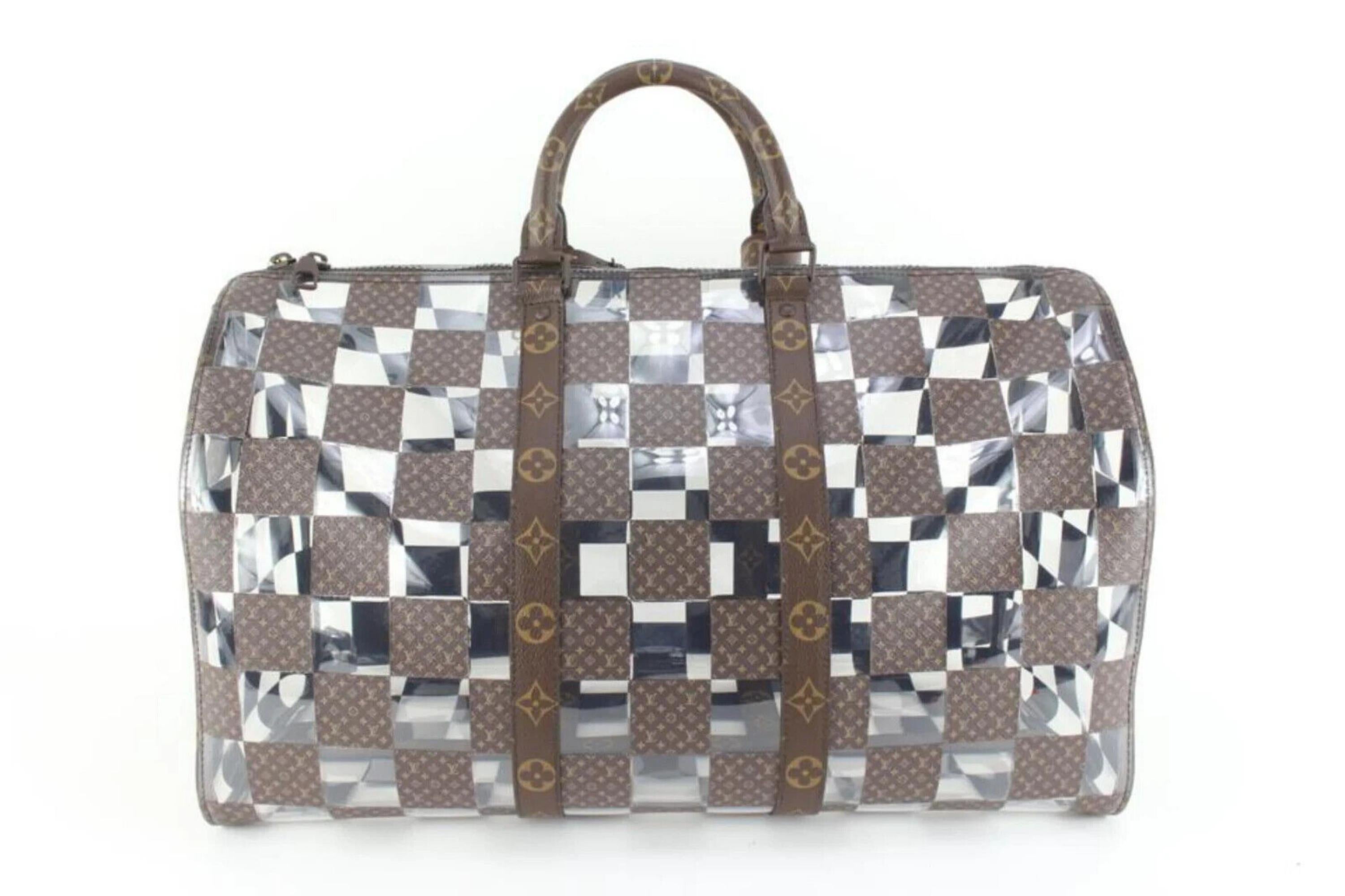 Gray Louis Vuitton Virgil Abloh Clear Chess Monogram Keepall Bandouliere 1LVJ0112