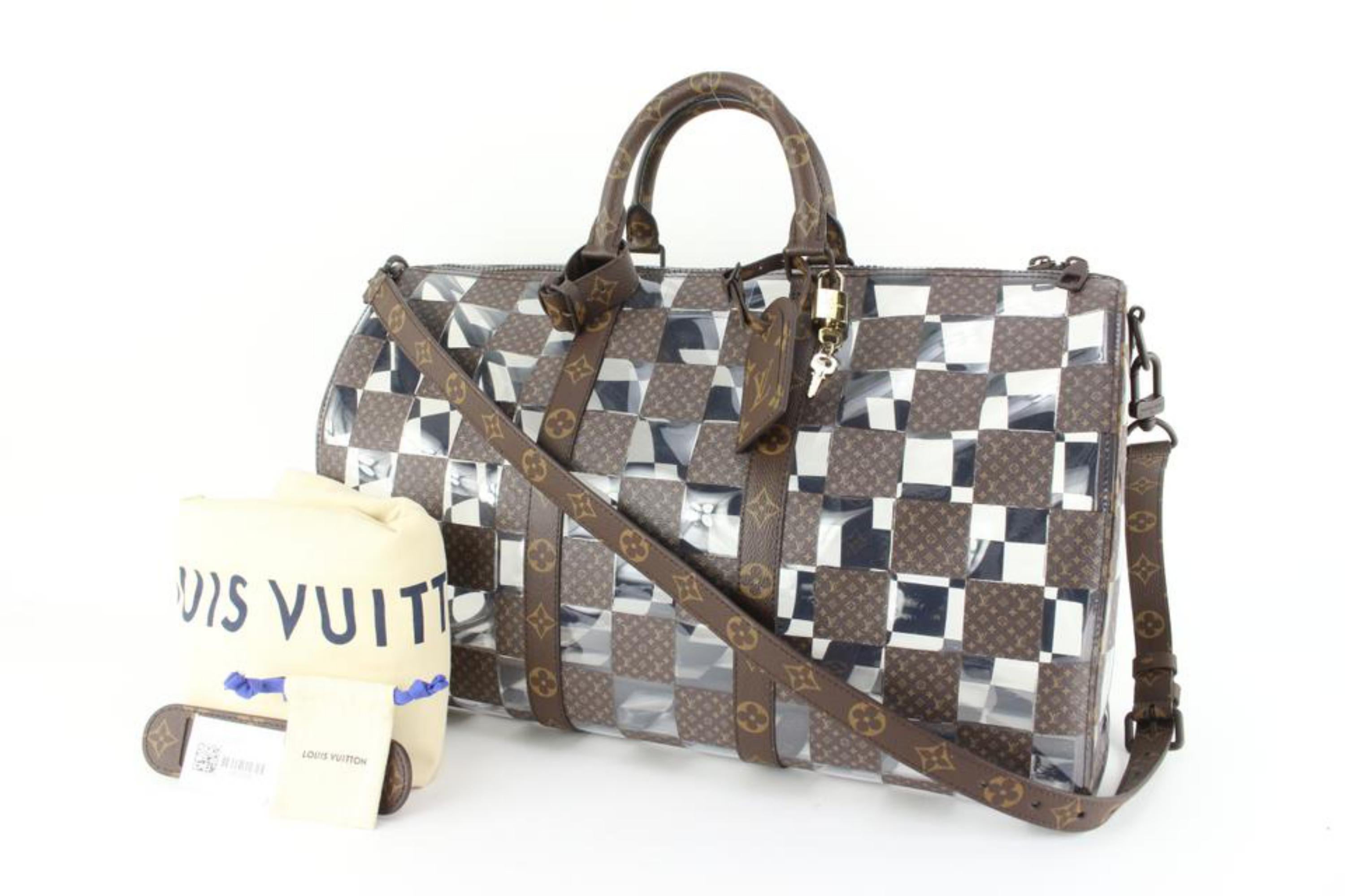 Louis Vuitton Virgil Abloh Clear Monogram Chess Keepall Bandouliere 50 52lk725s 3