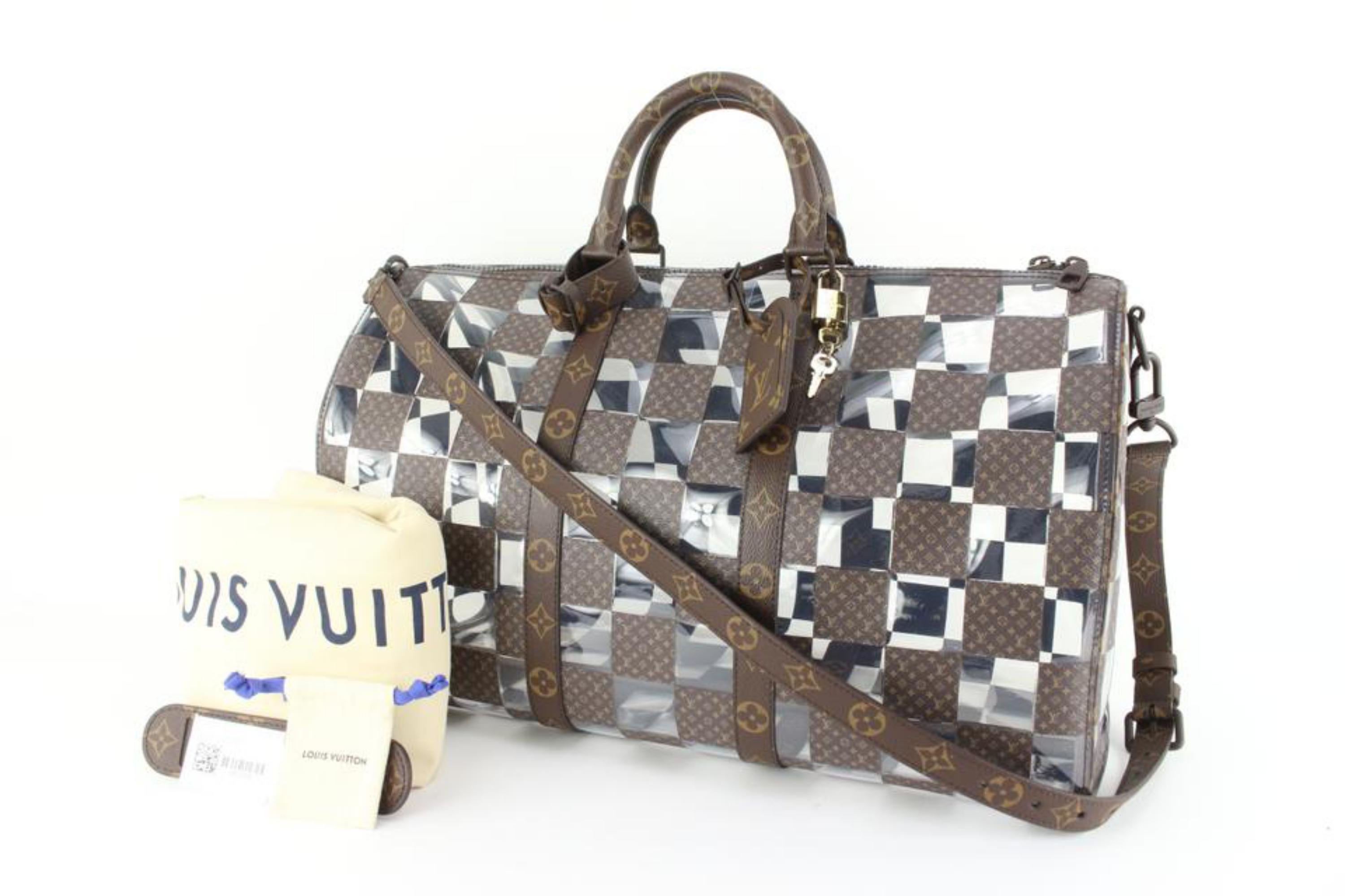 Louis Vuitton Virgil Abloh Clear Monogram Chess Keepall Bandouliere 50 52lk725s For Sale 3