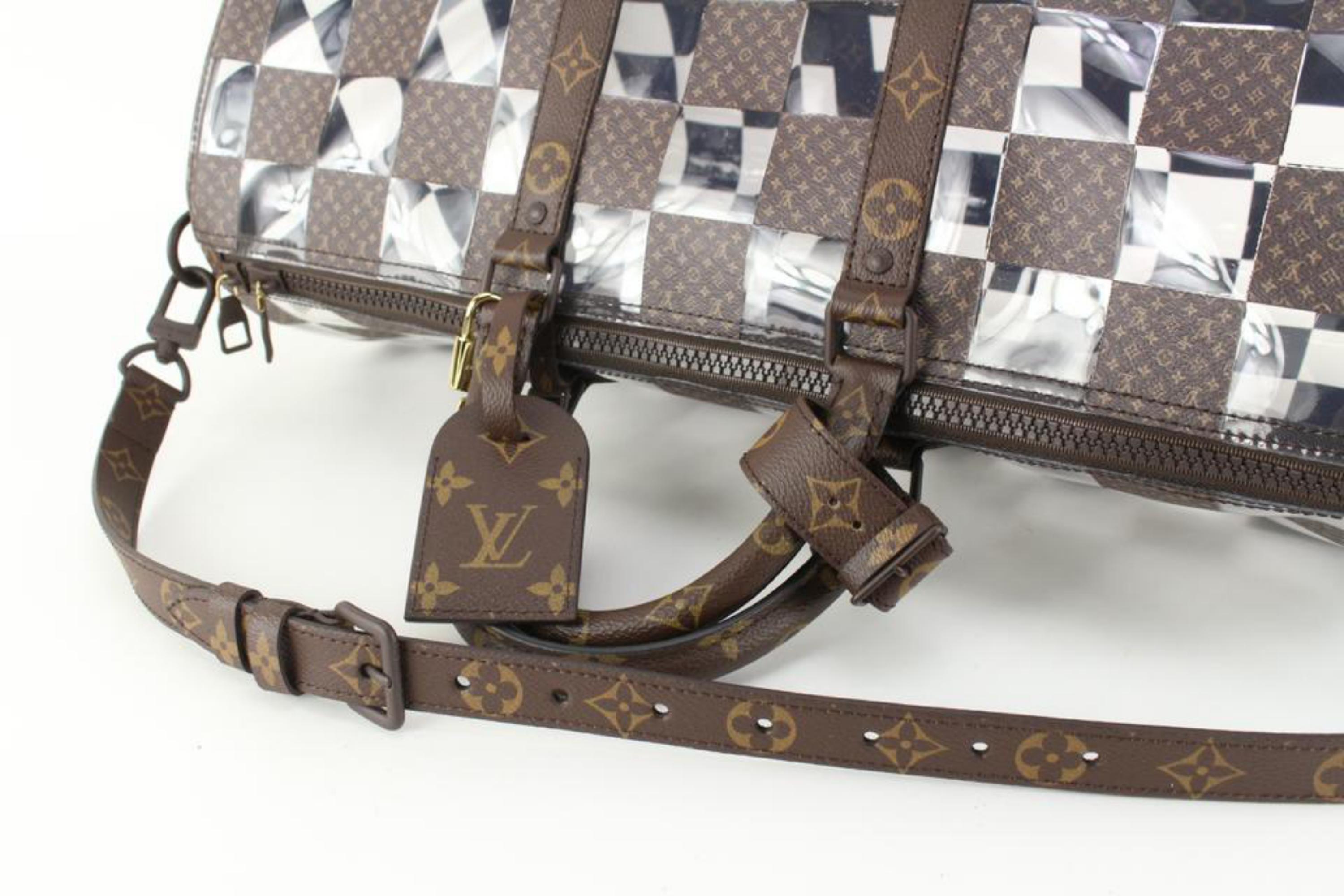 Gray Louis Vuitton Virgil Abloh Clear Monogram Chess Keepall Bandouliere 50 52lk725s For Sale