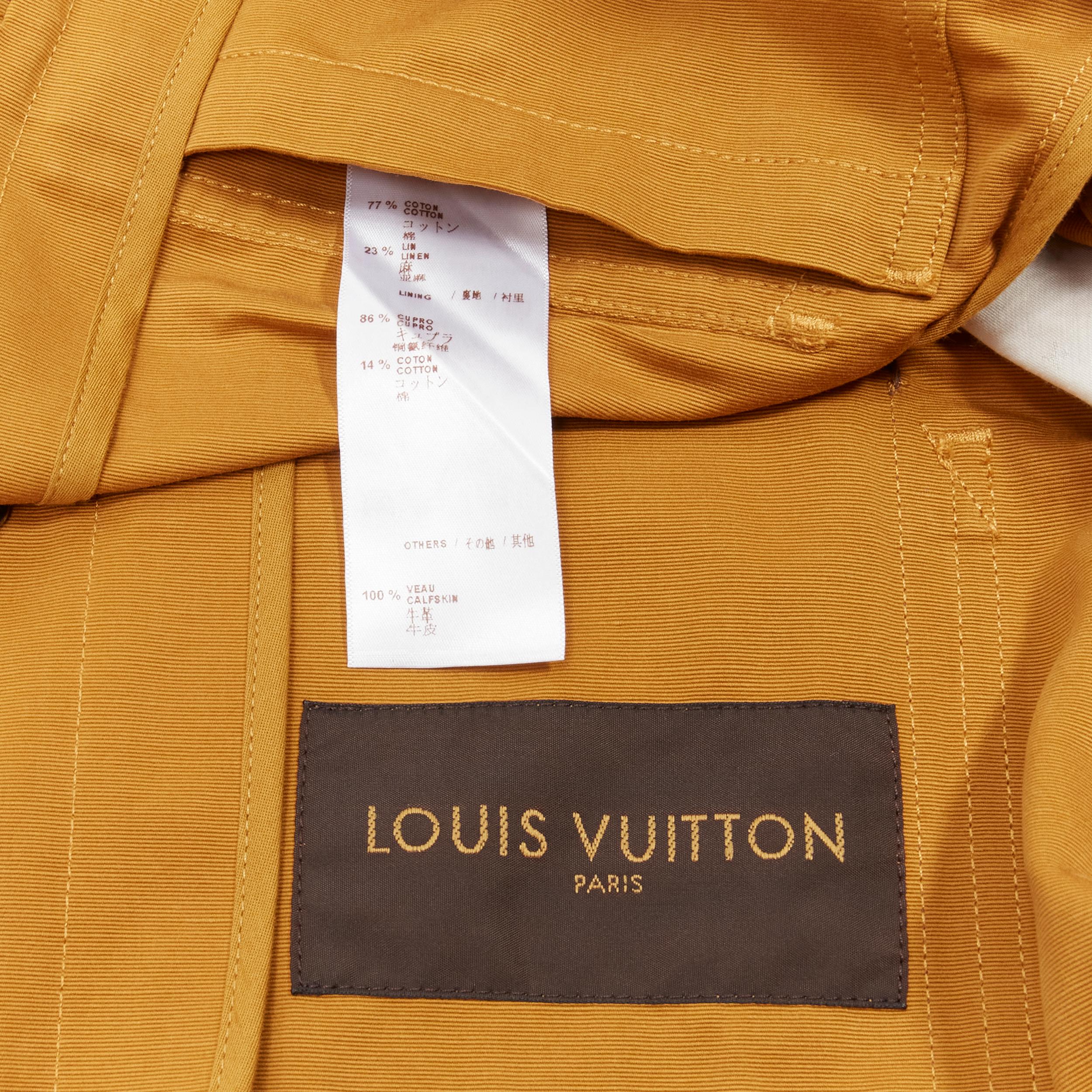 LOUIS VUITTON Virgil Abloh cotton linen V logo button leather pocket trucker  For Sale 6