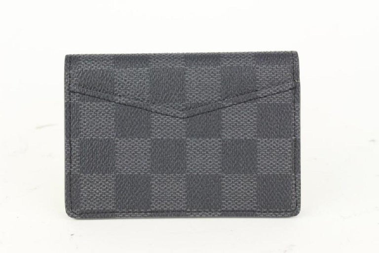 Black Leather Pocket Organizer Damier Cardholder Wallet
