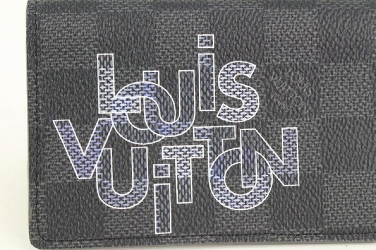 Louis Vuitton Damier Graphite Giant White Monogram Logo Pocket Organizer  Wallet