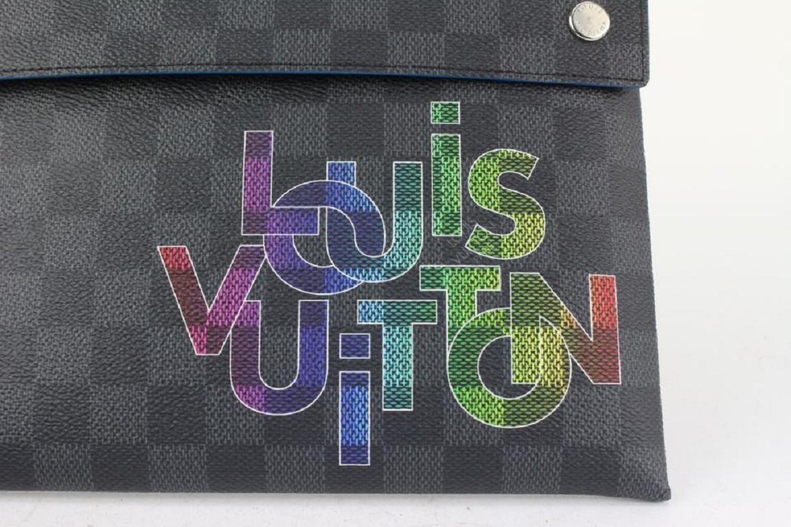 Louis Vuitton Virgil Abloh Damier Graphite Rainbow Pochette Alpha GM Toiletry 97 For Sale 1