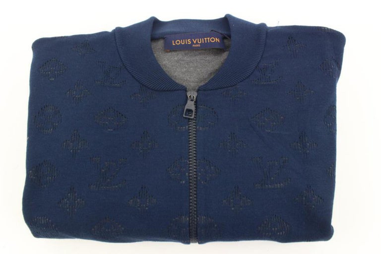 Louis Vuitton Virgil Abloh Drop Needle Navy Bomber Sweater Cardigan 119lv3  at 1stDibs