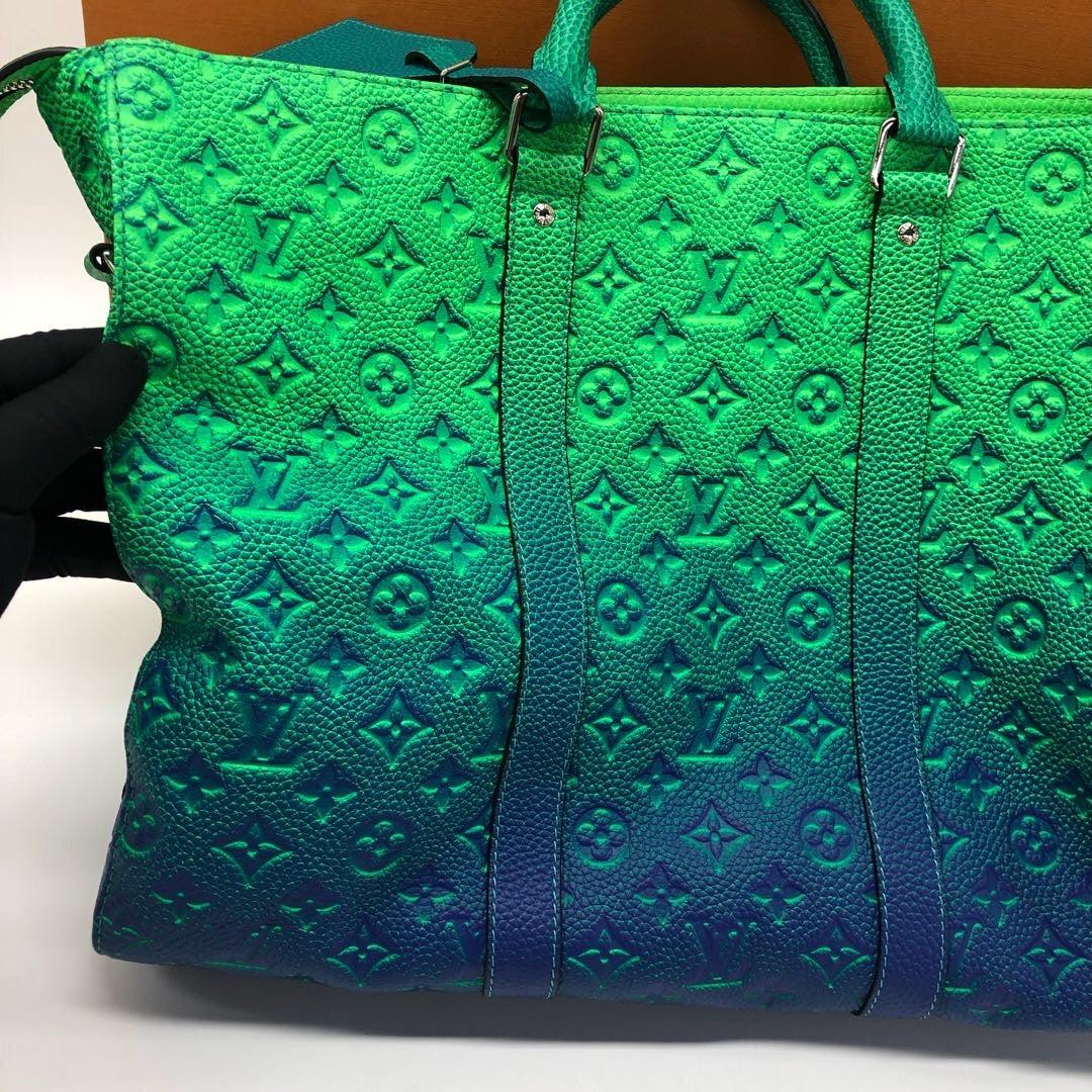 Louis Vuitton Virgil Abloh Green & Blue Monogram Illusion Leather Tote, 2022 For Sale 4