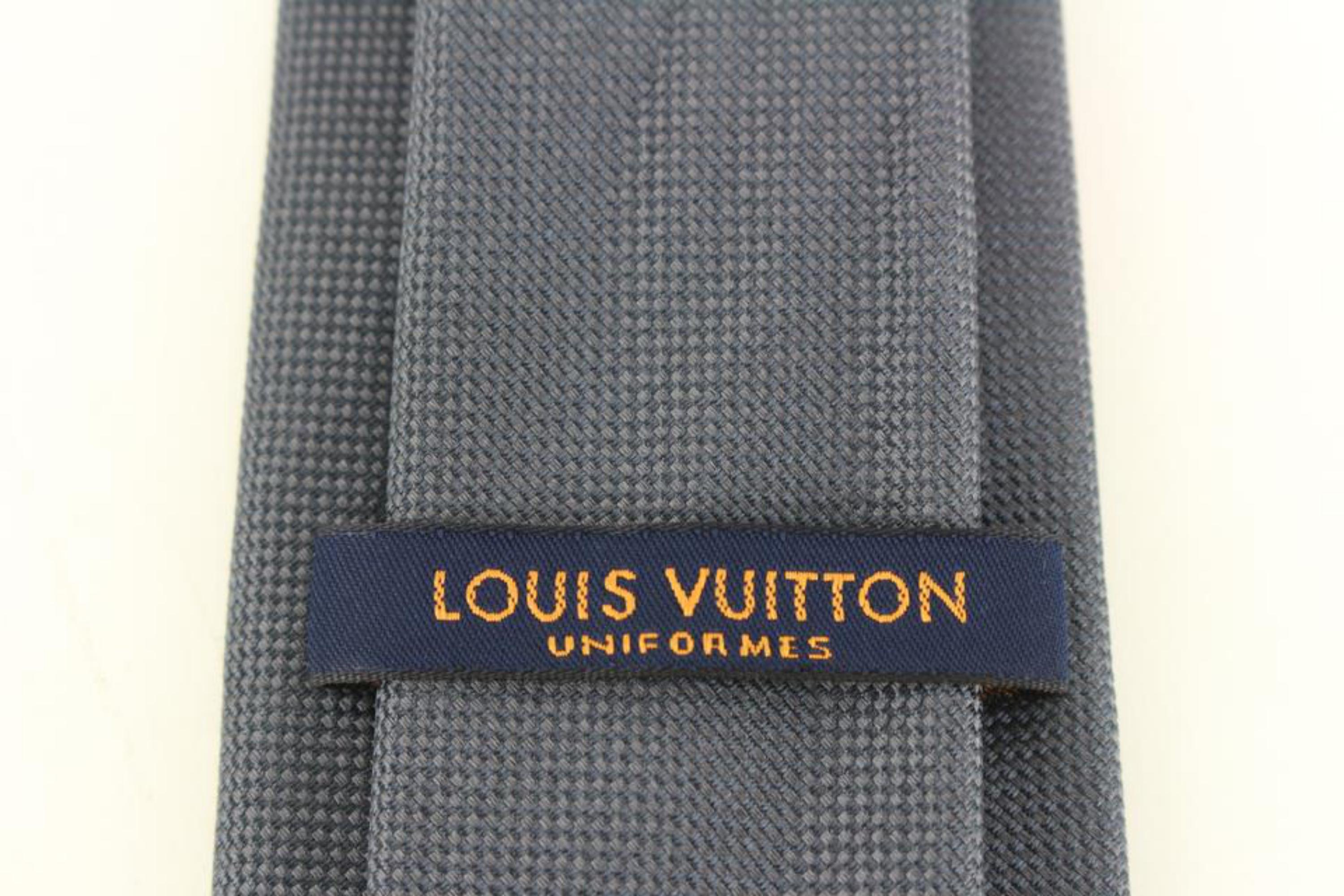 Gray Louis Vuitton Virgil Abloh Grey Vivienne LV Logo Skinny Thin Silk Neck Tie 3lk61