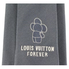 Louis Vuitton Virgil Abloh Grey Vivienne LV Logo Skinny Thin Silk Neck Tie 3lk61