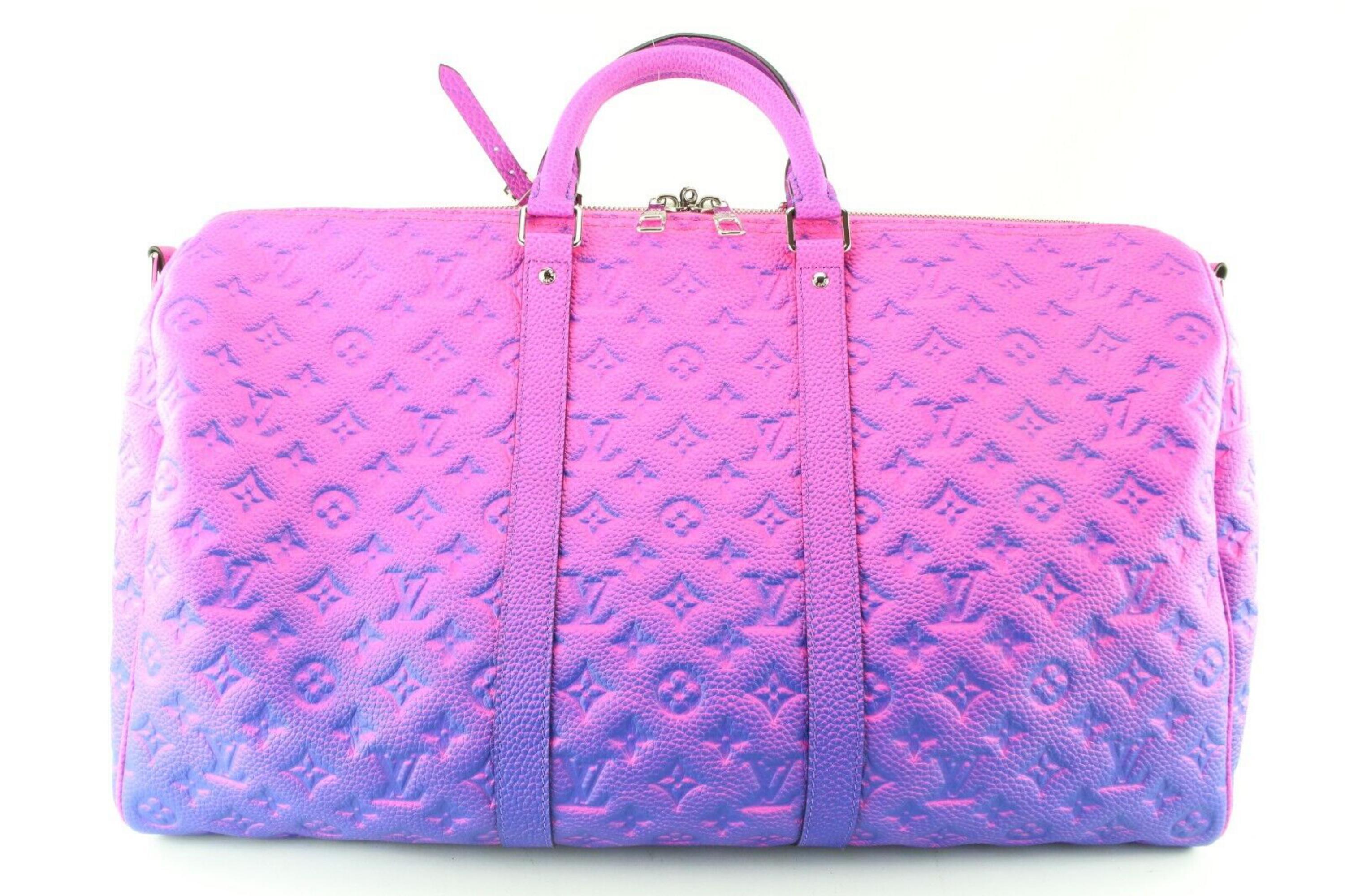 Women's Louis Vuitton Virgil Abloh Illusion Pink Keepall Bandouliere 50 4lv516K