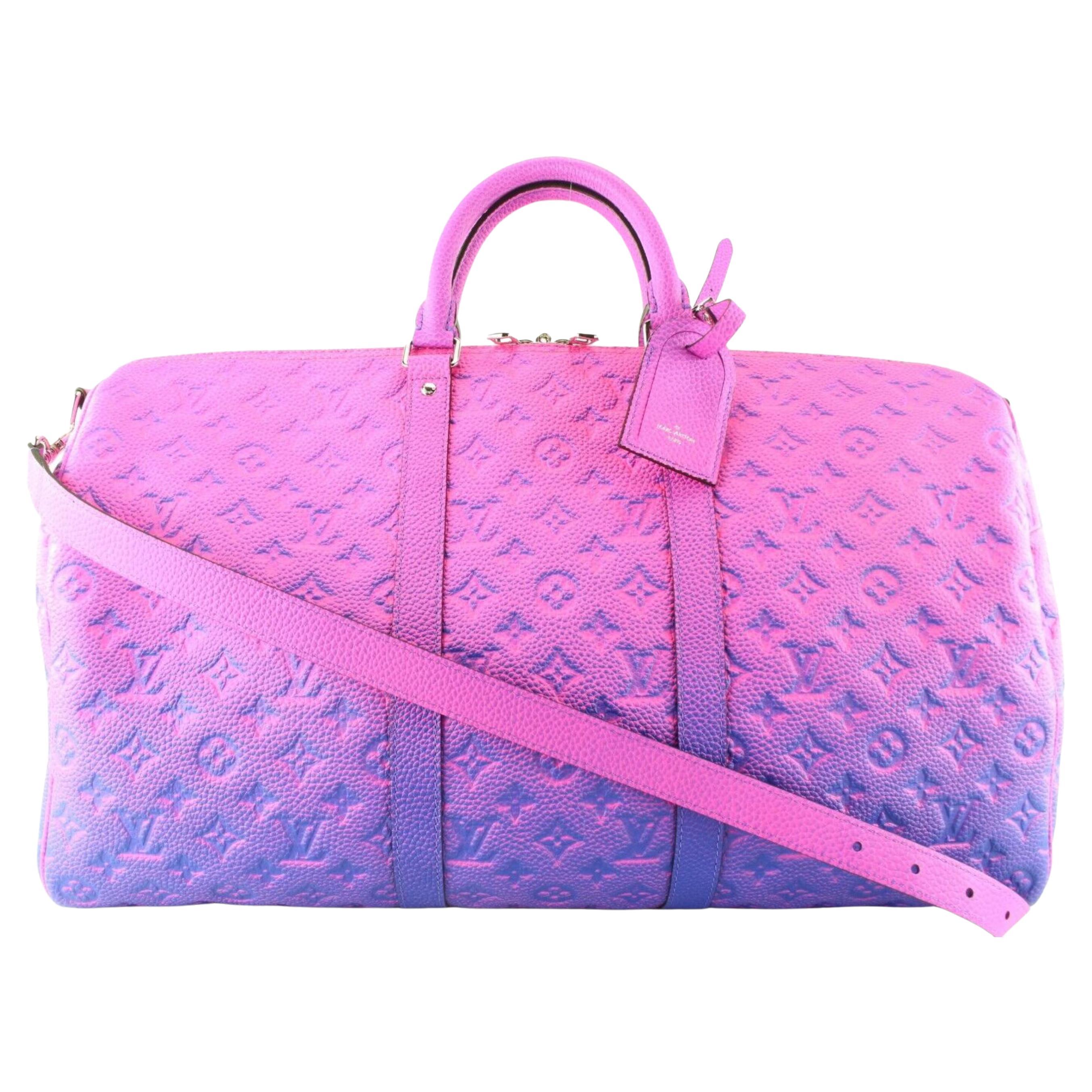 Louis Vuitton Virgil Abloh Pink/Blue Illusion Monogram Empreinte Leather  Keepall 50 Bandouliere Bag Louis Vuitton