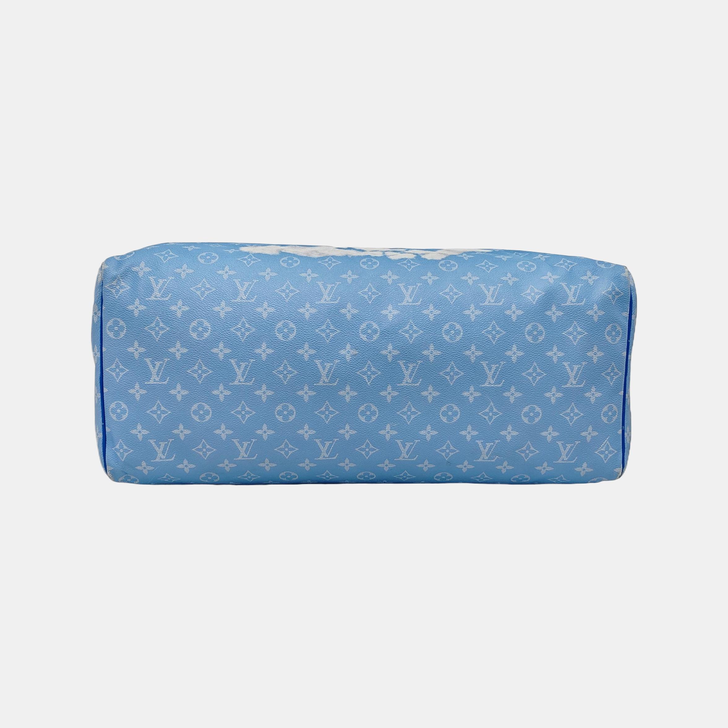 Louis Vuitton Virgil Abloh Keepall Bandouliere 50 Monogrammes Nuages Bleus en vente 1