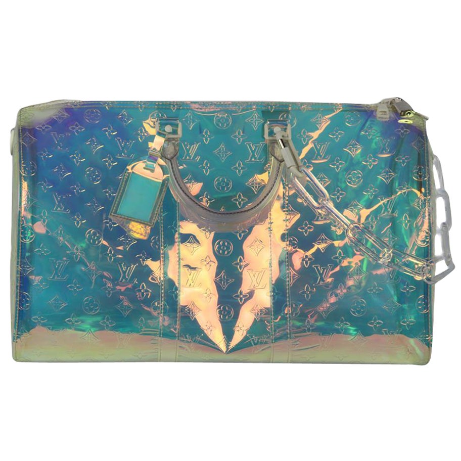 Louis Vuitton + Virgil Abloh Keepall Bandoulière 50 Prism Monogram Pvc For Sale