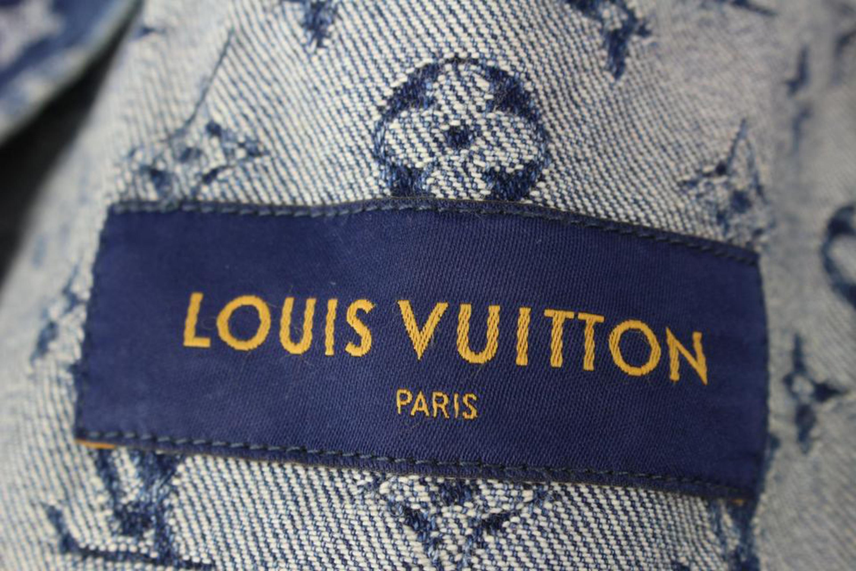 Men's Louis Vuitton Virgil Abloh Mens 52 Monogram Patchwork Denim Hoodie Zip 127lv3
