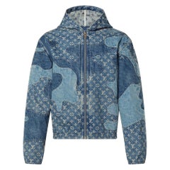 Louis Vuitton Virgil Abloh Mens 52 Monogram Patchwork Denim Hoodie Zip 127lv3