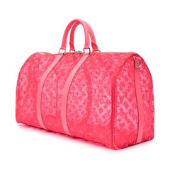 Louis Vuitton Virgil Abloh Mesh Pink Keepall Bandouliere 50