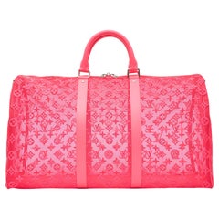 Louis Vuitton Virgil Abloh Mesh Pink Keepall Bandouliere 50