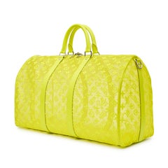 Louis Vuitton x Virgil Abloh 2010s Yellow Mesh Keepall 50 Duffel Bag