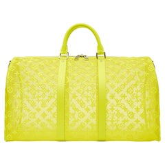Louis Vuitton x Virgil Abloh 2010s Yellow Mesh Keepall 50 Duffel Bag