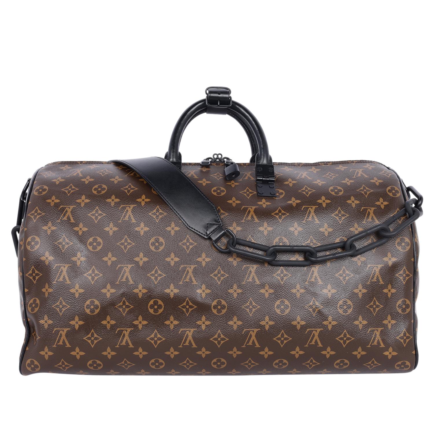 Louis Vuitton Virgil Abloh Monogram Chain Keepall Bandouliere 50 Duffle In Excellent Condition For Sale In Salt Lake Cty, UT