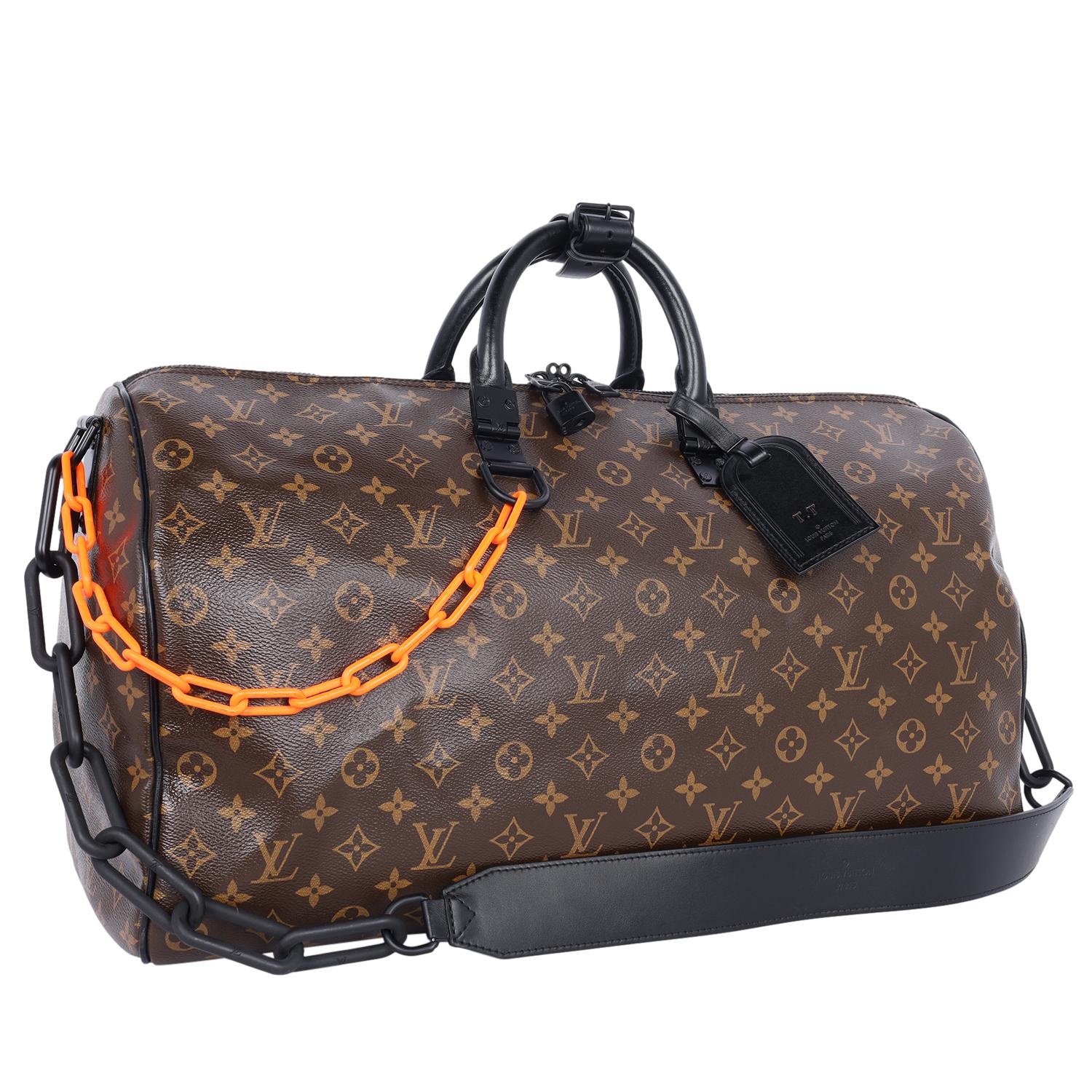 Louis Vuitton Virgil Abloh Monogram Chain Keepall Bandouliere 50 Duffle For Sale 2