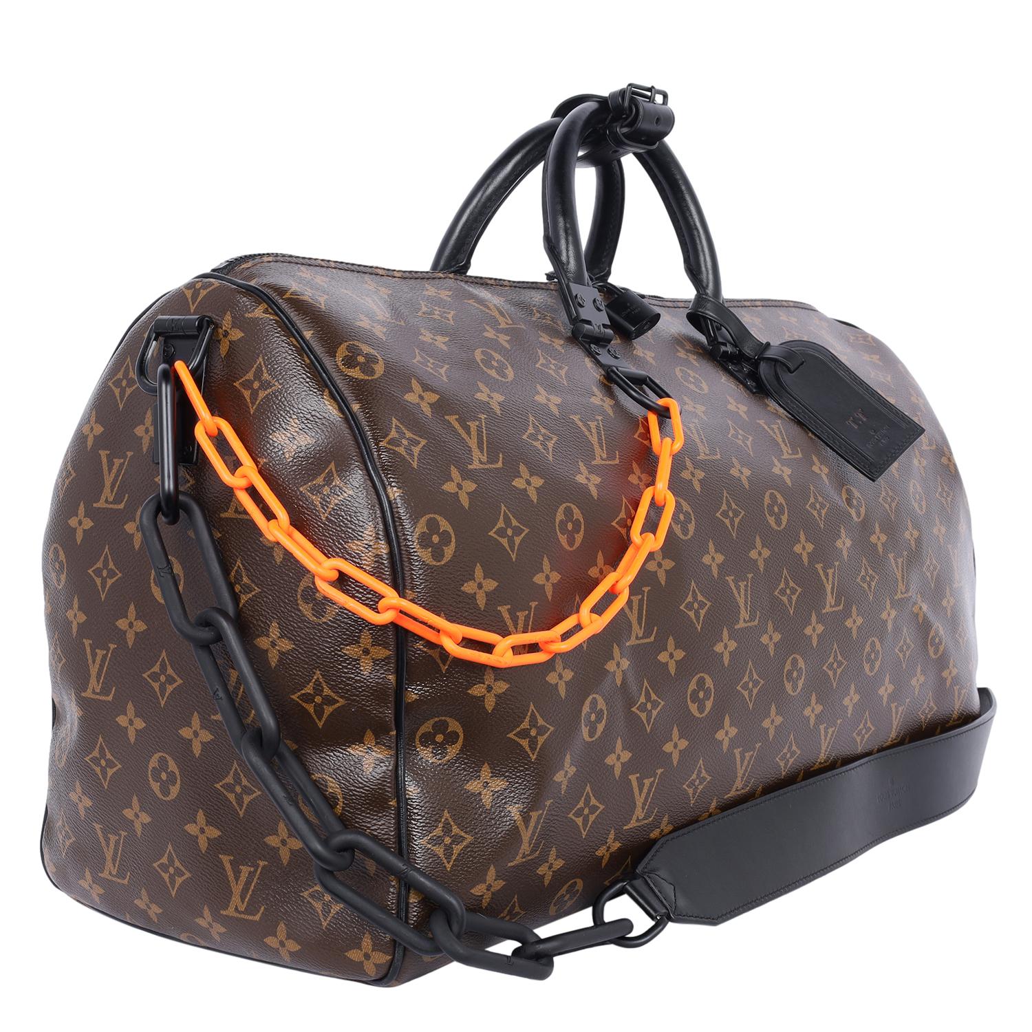 Louis Vuitton Virgil Abloh Monogram Chain Keepall Bandouliere 50 Duffle For Sale 3