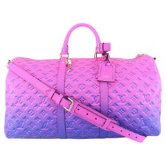 LOUIS VUITTON Taurillon Illusion Keepall Bandouliere 50 M59713 LV Auth  40998a Pink Purple Cloth ref.899974 - Joli Closet