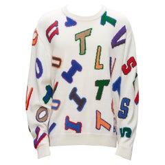 LOUIS VUITTON Virgil Abloh NBA 2021 white logo letters wool sweater XL