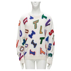 LOUIS VUITTON Virgil Abloh NBA 2021 Weißer Wollpullover mit Logobuchstaben aus Wolle XL