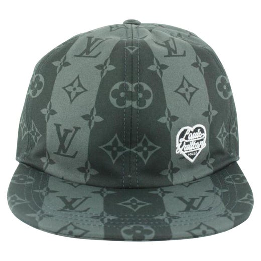 Louis Vuitton Baseball Cap Black Blue Leather Damier Monogram Hat 