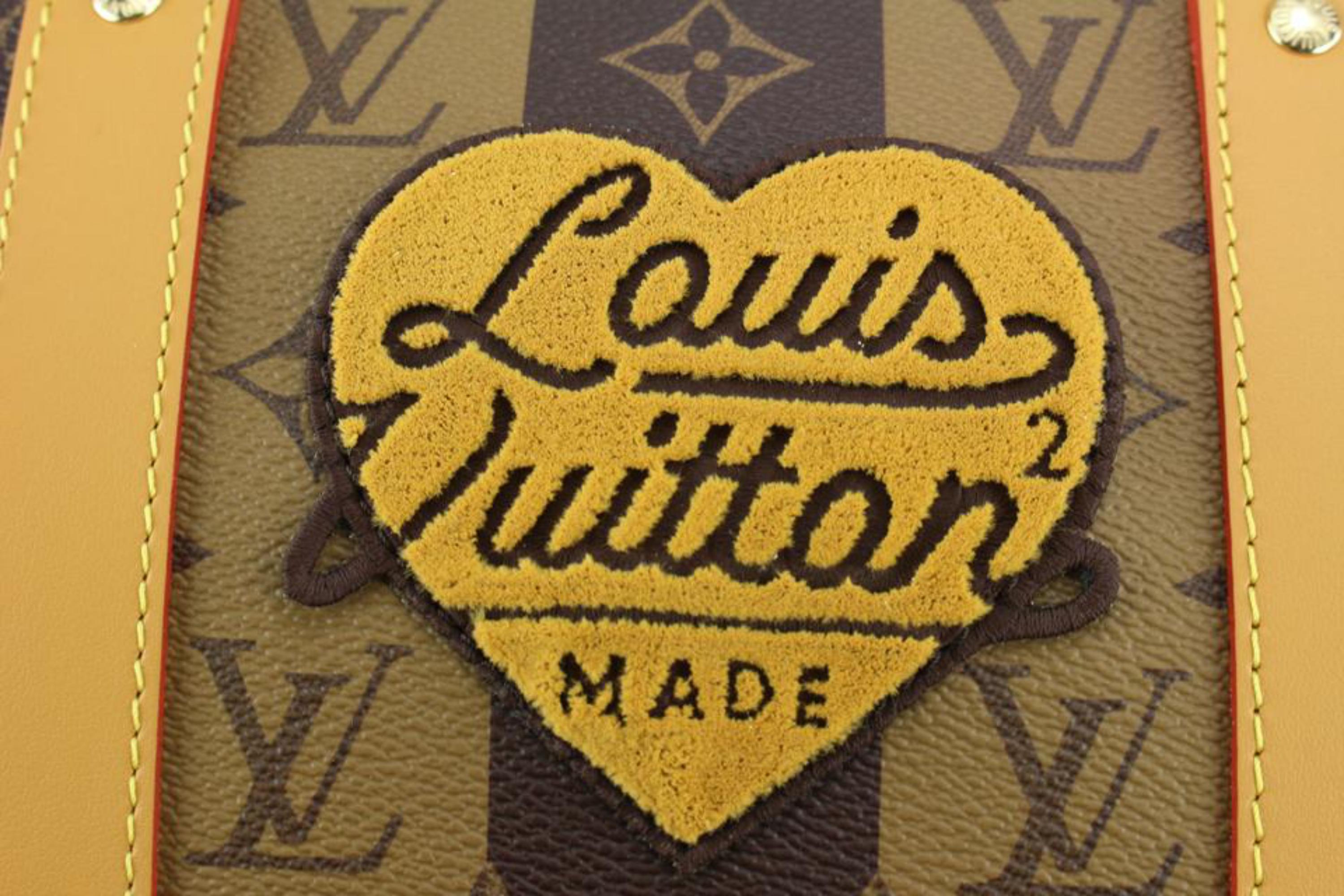 Louis Vuitton Virgil Abloh Nigo LV2 Reverse Monogram Stripe Keepall Bandouliere In New Condition For Sale In Dix hills, NY