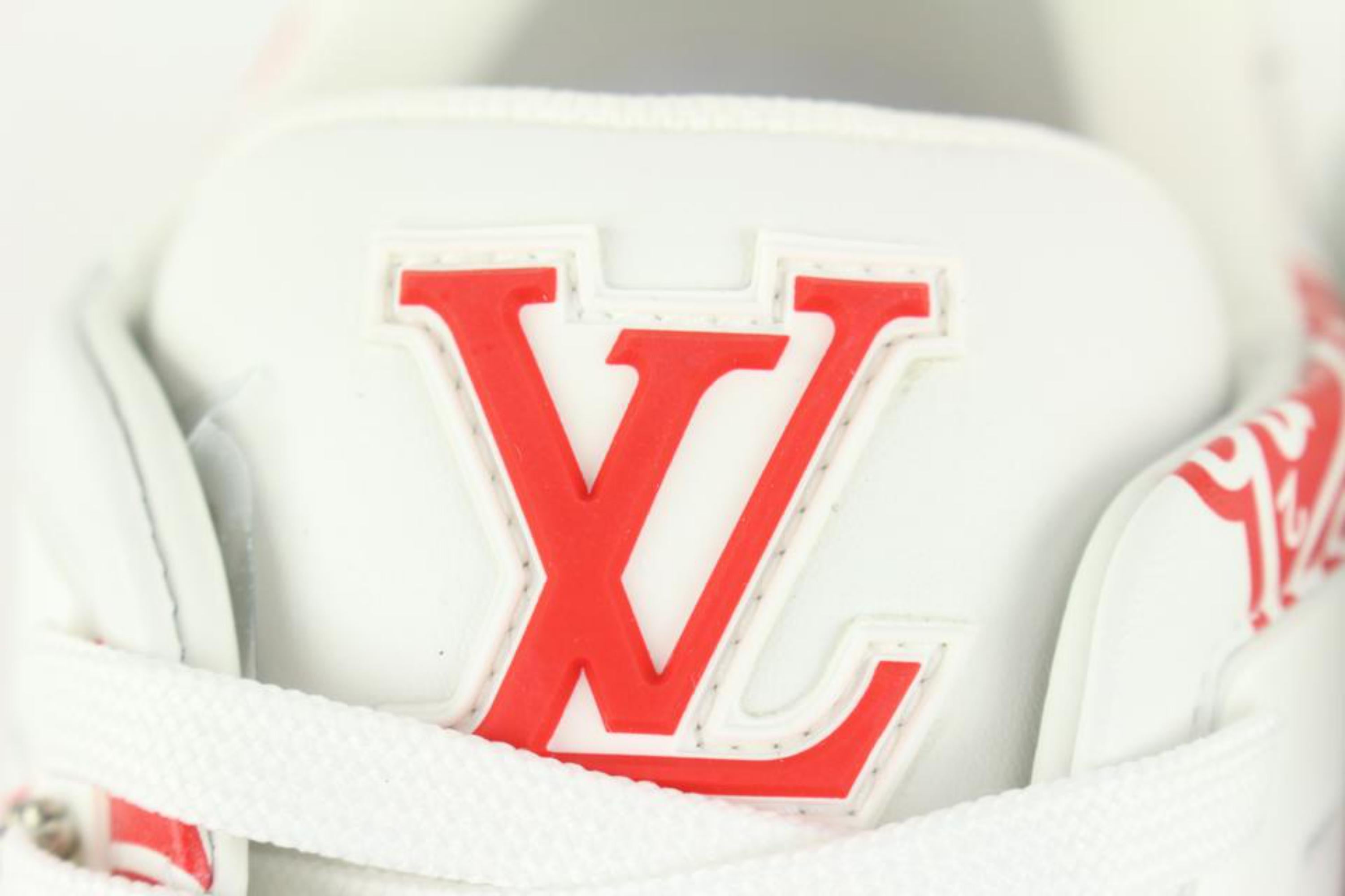 Louis Vuitton Virgil Abloh Nigo US Men's 10 White Red LV2 Made Heart Trainer 121 In New Condition For Sale In Dix hills, NY