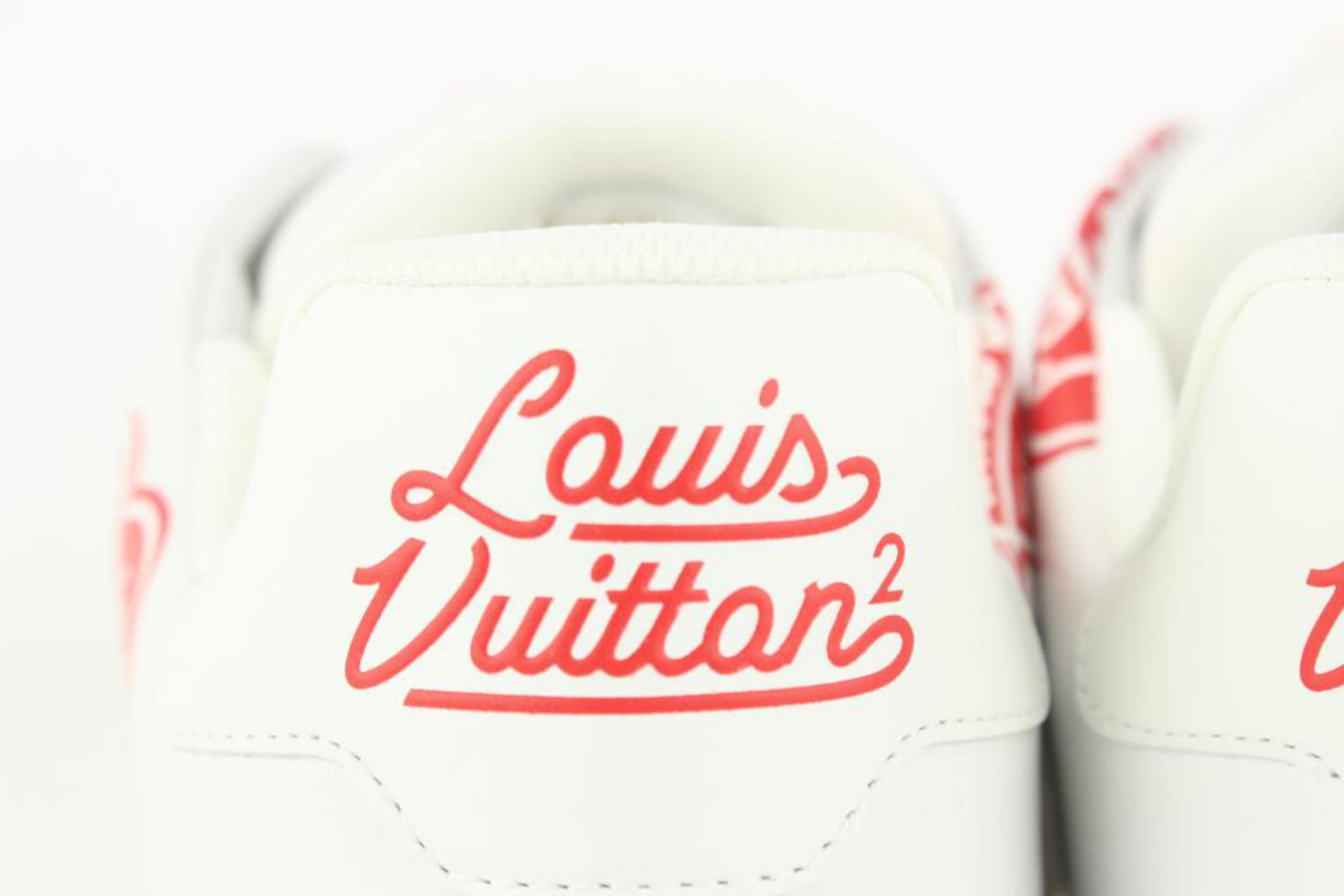 Louis Vuitton Virgil Abloh Nigo US Men's 10 White Red LV2 Made Heart Trainer 121 For Sale 6