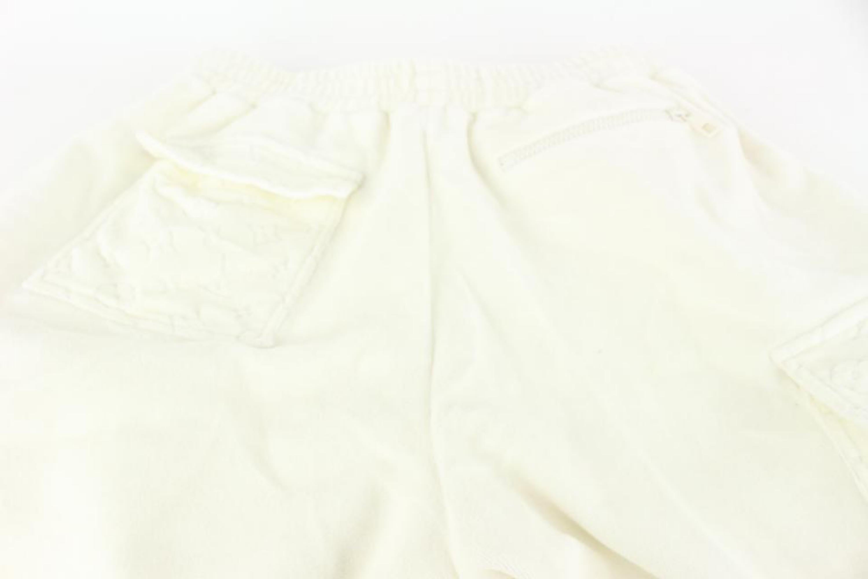Men's Louis Vuitton Virgil Abloh Off-White Multi PocketMonogram Velour Cargo Pants 928