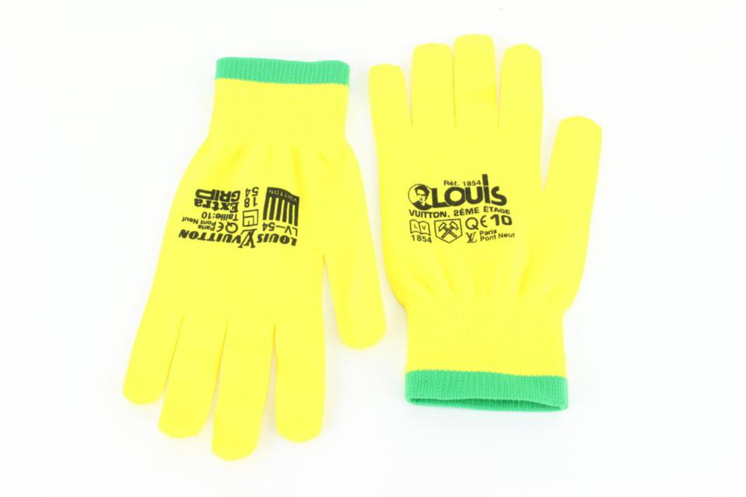 Louis Vuitton Virgil Abloh Pop Up Work Gloves Yellow  x Green 2lz830s For Sale 9