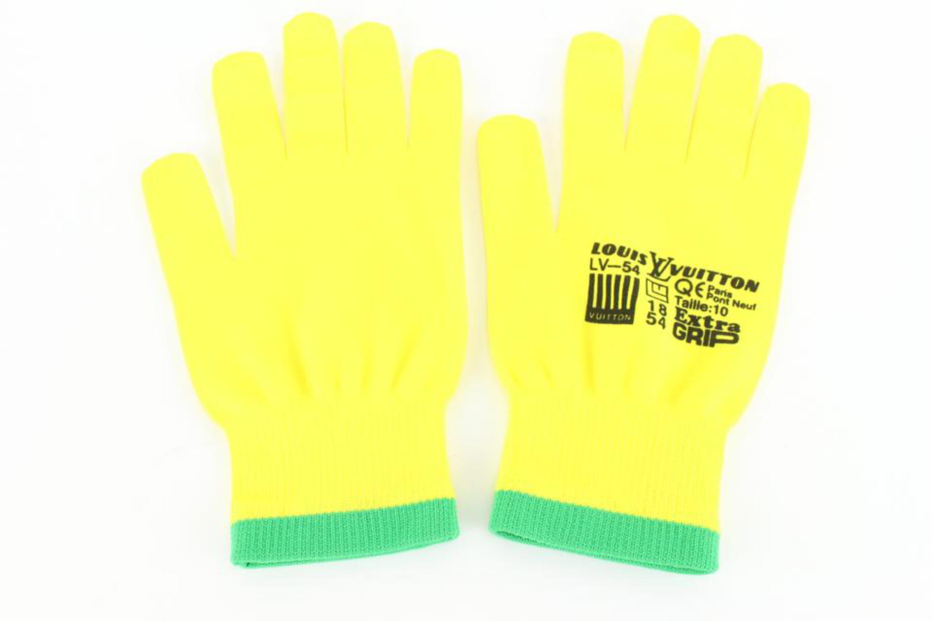 Louis Vuitton Virgil Abloh Pop Up Work Gloves Yellow  x Green 2lz830s In New Condition For Sale In Dix hills, NY