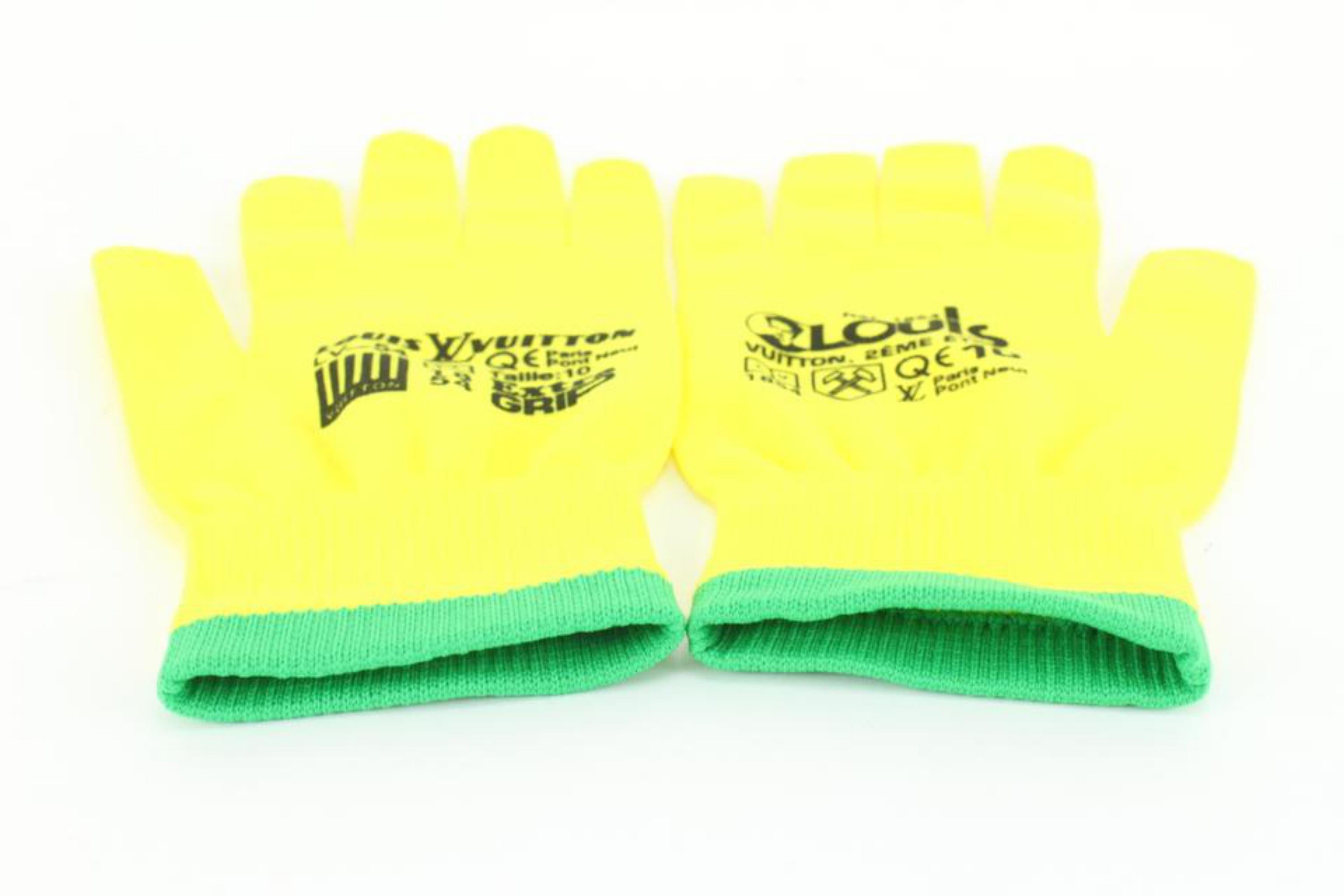 Louis Vuitton Virgil Abloh Pop Up Work Gloves Yellow  x Green 2lz830s For Sale 2