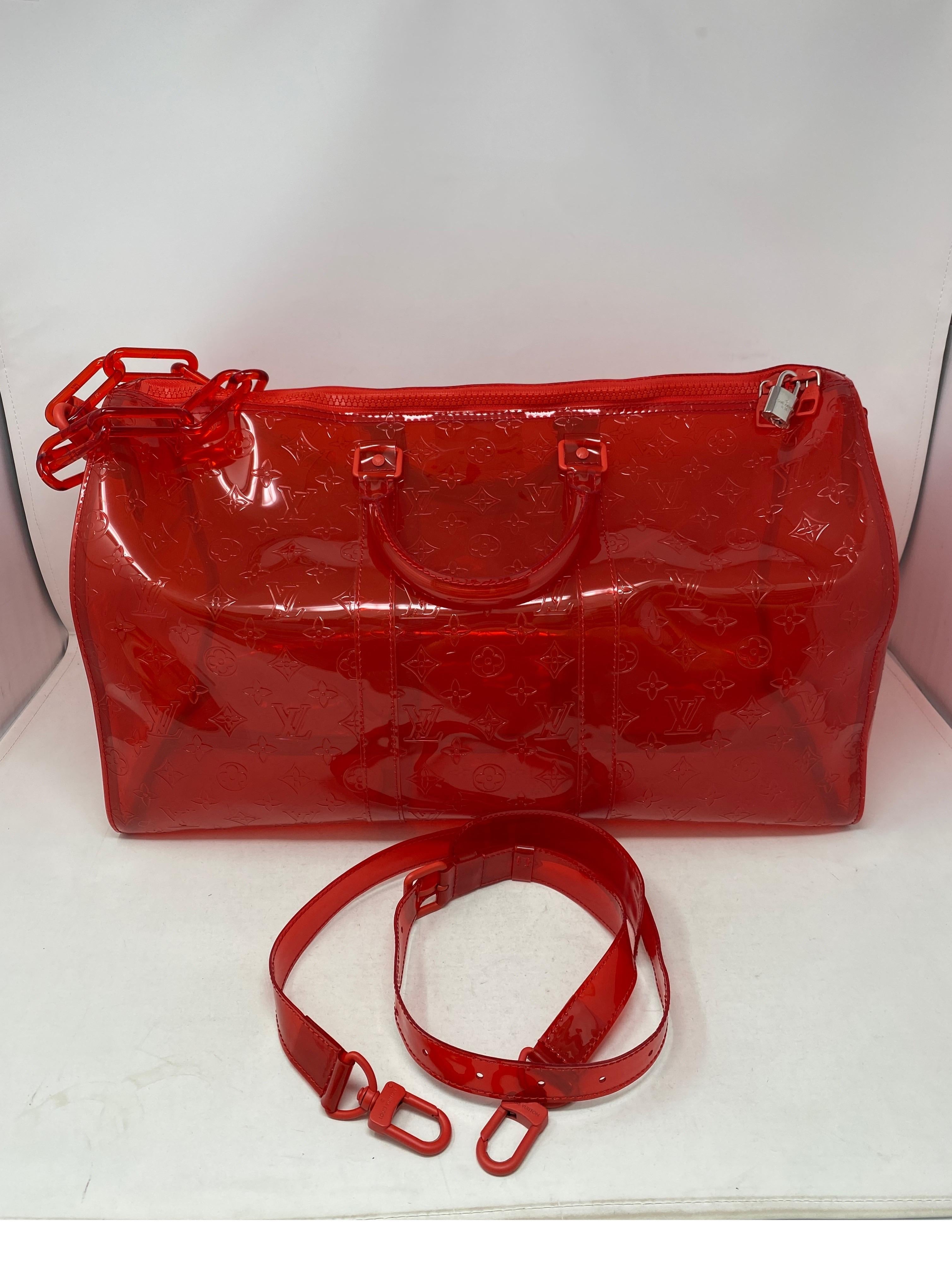 Louis Vuitton Virgil Abloh Red Clear Keepall Bandouliere 5