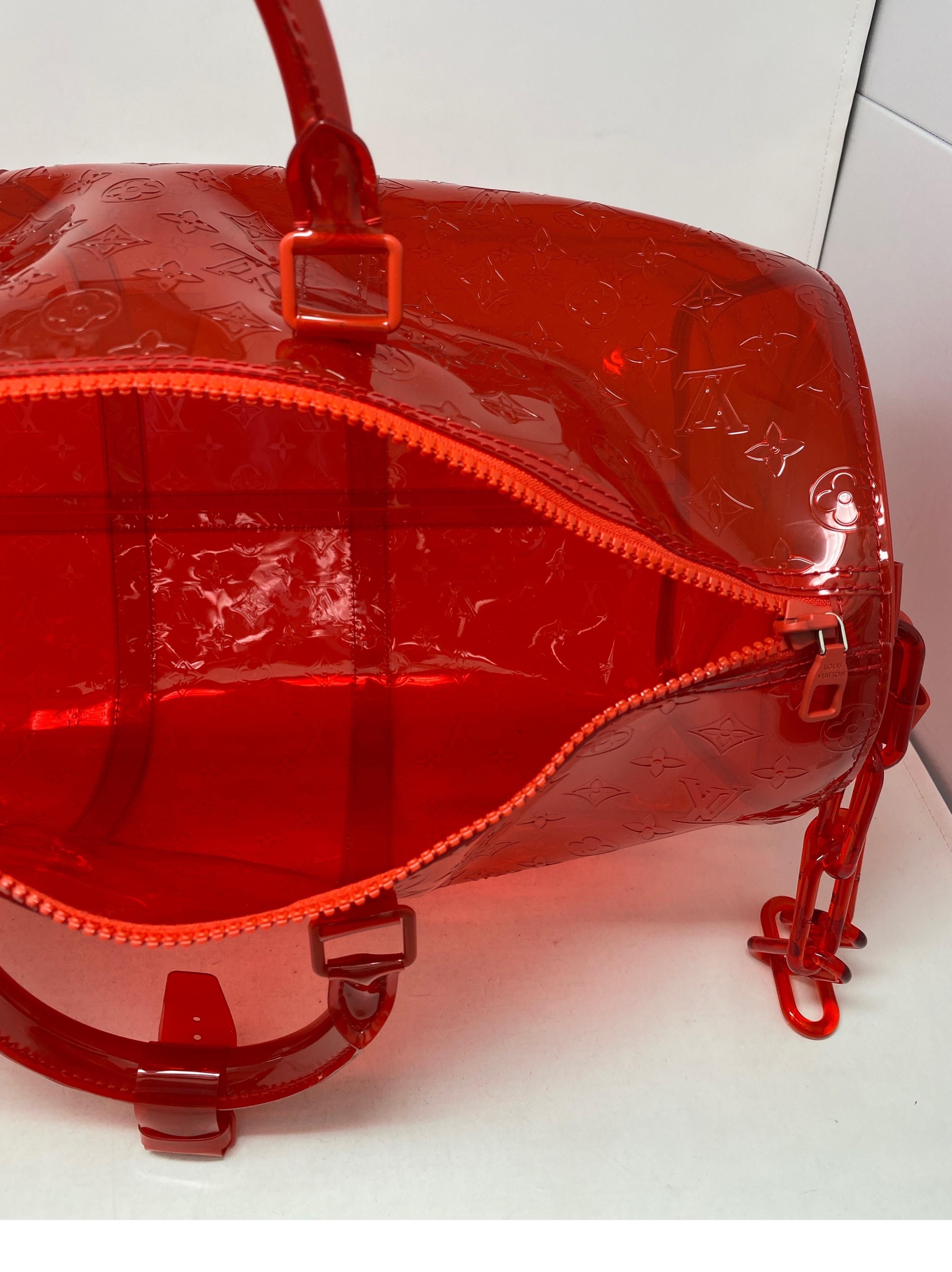 Louis Vuitton Virgil Abloh Red Clear Keepall Bandouliere 9