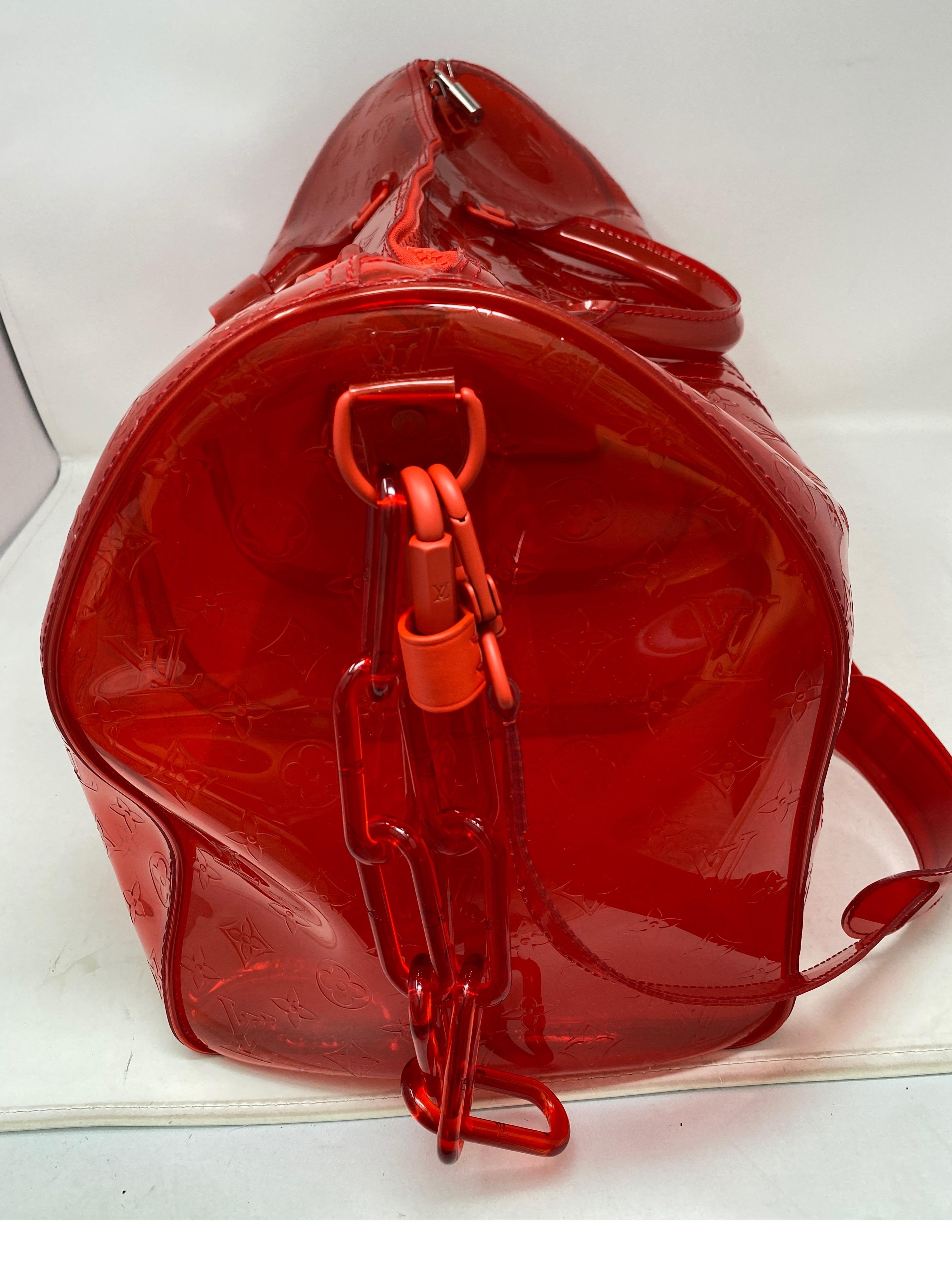 Women's or Men's Louis Vuitton Virgil Abloh Red Clear Keepall Bandouliere