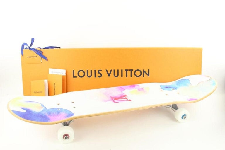 Louis Vuitton Virgil Abloh White Monogram Watercolor Skateboard